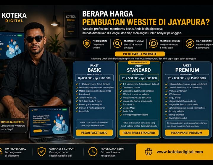 Estimasi harga pembuatan website Jayapura untuk bisnis lokal Papua berdasarkan fitur desain dan SEO